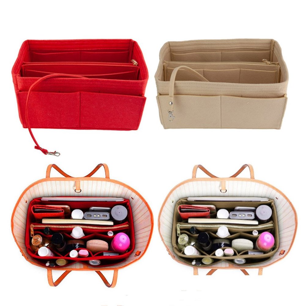 Felt Insert Bag Organizer Zipper Tote Bag In Bag